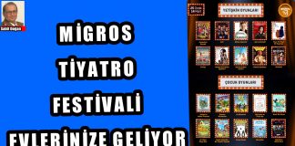 MİGROS’LA TİYATRO FESTİVALİ EVLERE GELİYOR Müşterilerinin hayatının her alanına değer katan Migros, sanata destek olmak amacıyla yeni bir projeyi hayata geçiriyor. Migros, 25 Ocak-14 Mart tarihleri arasında gerçekleştirilecek Migros Tiyatro Festivali ile ailece tiyatro izlemenin keyfini evlere getiriyor. Çocuklara ve yetişkinlere yönelik toplam 40 oyunun sahneleneceği Tiyatro Festivali, MigrosTV üzerinden izlenebiliyor.